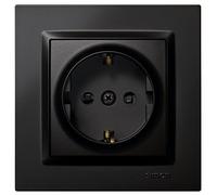 SIMON - Enchufe de Empotrar Schuko, Serie Simon 10, 250V, 16 A, Enchufe de Pared Plano y Fino, Fácil de Instalar, Incluye Marco, Tapa y Mecanismo, Base de Enchufe Hembra Color Negro