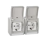 Simon Base enchufe doble Aqua 4490433-035 Monobloc IP55 2P+TT 16AX Gris