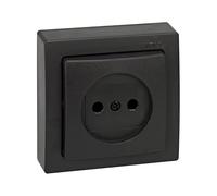 SIMON 73 LOFT - Base de Enchufe con Bipolar, sin Toma Tierra, Mecanismo de Superficie, Serie Compacta para Reformas sin Obra, Acabado Color Grafito