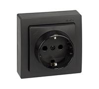 SIMON 73 LOFT - Base de Enchufe Schuko con Toma Tierra, Mecanismo de Superficie, Serie Compacta para Reformas sin Obra, Acabado Color Grafito