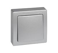 SIMON 73 LOFT - Conmutador, Interruptor de Superficie para Control de Luz desde Dos Puntos, Serie Compacta para Instalaciones sin Obra, Acabado Color Aluminio