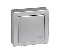 SIMON 73 LOFT - Pulsador de Campana, Mecanismo de Superficie con Canaleta, Serie Compacta para Reformas sin Obra, Acabado Color Aluminio