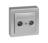 SIMON 73 LOFT - Toma R-TV+SAT Intermedia, Mecanismo de Superficie para Conexión de Radio, Televisión y Satélite, Serie Compacta sin Necesidad de Obra, Acabado Color Aluminio