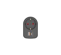 Simon - Adaptador Combi 1 Toma 16A (250V) + 2 Puertos USB C) 30W, Carga Rápida con Quick Charge para Móviles, Smartphones y Tablets, Enchufe de Pared Compacto, Color Negro
