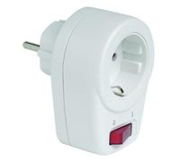 SIMON - Adaptador con Interruptor Luminoso, Enchufe Pared Toma Corriente, 1 Toma de 16A, 250V, Potencia Máxima 3680W, Diseño Retráctil, Color Blanco