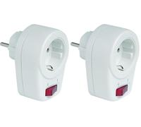 SIMON - Adaptador con Interruptor Luminoso, Enchufe Pared Toma Corriente, 1 Toma de 16A, 250V, Potencia Máxima 3680W, Diseño Retráctil, Color Blanco (Paquete de 2)