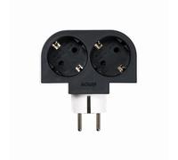 Simon Adaptador giratorio 2 tomas 16A (250V, 3680W) Rotación 180º, Negro/Blanco