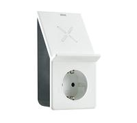 Simon Adaptador con USB A y carga inalámbrica rápida 10W, Toma 16A con soporte Smart Charge Blanco
