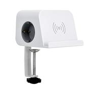 SIMON - Base Combiflat, Enchufe Múltiple con 2 Tomas Schuko 16A 250V + 2 USB A + 2 USB C, con Carga Inteligente Smart Charge e Inalámbrica, Incluye Soporte para Fijación, Color Blanco