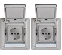 SIMON - Base de Enchufe Exterior, Estanco Toma Schuko, Serie Simon 44 Aqua, 250V 16A, Enchufe Superficie Pared, Fácil de Instalar, Embornamiento a Tornillo, Incluye Caja, Tapa y Mecanismo, Color Gris