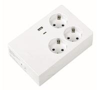 SIMON - Base Multifix, Enchufe Múltiple, 3 Tomas Schuko 16A y 2 USB A+C, Carga Rápida, Regleta con Toma Tierra, Instalación Empotrada, Ladrón 250V, 3680W, Color Blanco