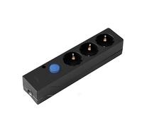 SIMON - Base MÚLTIPLE MULTIFIX, REGLETA DE Enchufe Plano, 3 Tomas DE 16A, LADRÓN DE ENCHUFES con Toma DE Tierra E Interruptor DE LUZ, 250V, 3680W, Color Negro