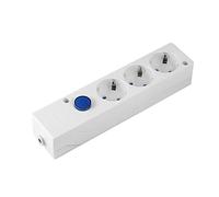 SIMON - Base MÚLTIPLE MULTIFIX, REGLETA DE Enchufe Plano, 3 Tomas DE 16A, LADRÓN DE ENCHUFES con Toma Tierra E Interruptor DE LUZ, 250V, Potencia MÁXIMA 3680W, Color Blanco
