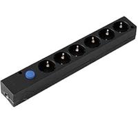 SIMON - Base MÚLTIPLE MULTIFIX, REGLETA DE Enchufe Plano, 6 Tomas DE 16A, LADRÓN DE ENCHUFES con Toma DE Tierra E Interruptor DE LUZ, 250V, Potencia MÁXIMA 3680W, Color Negro