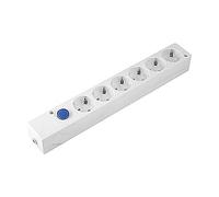 SIMON - Base MÚLTIPLE MULTIFIX, REGLETA DE Enchufe Plano, 6 Tomas DE 16A, LADRÓN DE ENCHUFES con Toma Tierra E Interruptor DE LUZ, 250V, Potencia MÁXIMA 3680W, Color Blanco