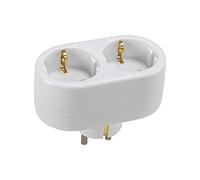SIMON BRICO - Ladrón de Enchufe, Adaptador de Corriente con Doble Toma Schuko 16A y Toma de Tierra, Adaptador Ideal para Viajes, Color Blanco