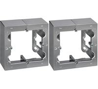 SIMON - Caja de Superficie, Base Enchufe Empotrable, Serie Simon 10, Apta para Interiores (IP20), Fácil de Instalar, Un Elemento, Color Aluminio (Paquete de 2)