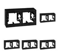 SIMON - Caja de Superficie Doble, Base Enchufe para Empotrar, Serie Simon 10, Apta para Interiores (IP20), Fácil de Instalar, Dos Elementos, Color Negro (Paquete de 5)