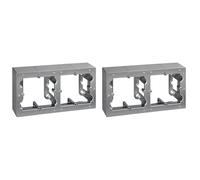 SIMON - Caja de Superficie Doble, Base Enchufe para Empotrar, Serie Simon 10, Apta para Interiores (IP20), Fácil de Instalar, Dos Elementos, Color Aluminio (Paquete de 2)