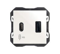 SIMON - Enchufe con Cargador Doble USB C, 3A, Serie 270, Tecnología Power Delivery, de Pared Plano y Fino, Fácil Instalar, Empotrable, Interiores, Color Blanco (20000296-090)