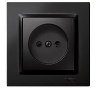 SIMON - Enchufe de Empotrar Bipolar, Serie Simon 10, 250V, 10 A, Enchufe de Pared Plano y Fino, Fácil de Instalar, Incluye Marco, Tapa y Mecanismo, Base de Enchufe Hembra Color Negro