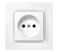 SIMON - Enchufe de Empotrar bipolar, Serie Simon 10, 250V, 10 A, Enchufe de Pared Plano y Fino, Fácil de Instalar, Incluye Marco, Tapa y Mecanismo, Base de Enchufe Hembra Color Blanco