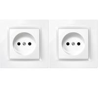 SIMON - Enchufe de Empotrar bipolar, Serie Simon 10, 250V, 10 A, Enchufe de Pared Plano y Fino, Fácil de Instalar, Incluye Marco, Tapa y Mecanismo, Base de Enchufe Hembra Color Blanco (Paquete de 2)