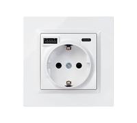 SIMON - Enchufe de Empotrar Schuko + 2 Puertos USB A+C (10,5W), Serie Simon 10, 250V, 16A, Enchufe de Pared con Carga Adicional, Incluye Marco, Tapa y Mecanismo, Color Blanco