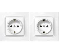 SIMON - Enchufe de Empotrar Schuko, Serie Simon 10, 250V, 16 A, Enchufe de Pared Plano y Fino, Fácil de Instalar, Incluye Marco, Tapa y Mecanismo, Base de Enchufe Hembra Color Blanco (Paquete de 2)