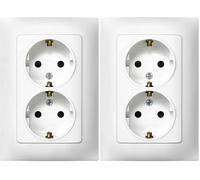 SIMON - Enchufe Doble de Empotrar Schuko, Serie Simon 10, 250V, 10 A, Enchufe de Pared Plano y Fino, Fácil de Instalar, Incluye Marco, Tapa y Mecanismo, Base de Enchufe Hembra Color Blanco