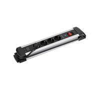 SIMON - Enchufe Múltiple Extrapower Regleta de Enchufe Plano, Ladrón de Enchufes con Interruptor, 4 Tomas Schuko 16 A 250V + 2 Enchufes USB A, Protección de Sobretensiones y Cable 1,5M, Color Aluminio