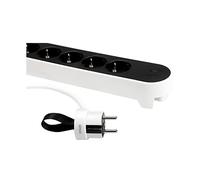 SIMON - Enchufe Múltiple, Regleta de Enchufe Plano, Ladrón de Enchufes con Interruptor de Luz, Ordenacables, 5 Tomas + 2USB, Quickcharge, Cable 1,4 m y Clavija Extraplana Lateral, Color Blanco y Negro