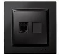 SIMON - Enchufe Teléfono Fijo, Conector RJ11, Serie Simon 10, Roseta de Pared, Enchufe de Empotrar, Fácil de Instalar, Incluye Marco, Tapa y Mecanismo, Color Negro