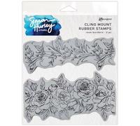 Simon Hurley create. Cling Mount Stamp 6"X6"-Rose Borders