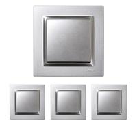 SIMON - Interruptor Conmutador Cruzamiento, Serie Simon 10, 230V, Interruptor de Pared Interior, Fácil de Instalar, Incluye Marco, Tapa y Mecanismo, Color Aluminio (Paquete de 4)
