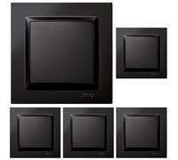 SIMON - Interruptor Conmutador, Serie Simon 10, 230V, Interruptor de Pared Interior, Fácil de Instalar, Incluye Marco, Tapa y Mecanismo, Color Negro (Paquete de 5)