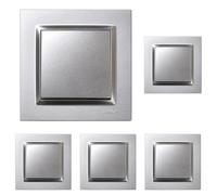 SIMON - Interruptor Conmutador, Serie Simon 10, 230V, Interruptor de Pared Interior, Fácil de Instalar, Incluye Marco, Tapa y Mecanismo, Color Aluminio (Paquete de 5)