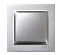 SIMON - Interruptor Conmutador, Serie Simon 10, 230V, Interruptor de Pared Interior, Fácil de Instalar, Incluye Marco, Tapa y Mecanismo, Color Aluminio