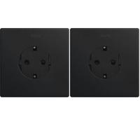 SIMON - KIT enchufe de Empotrar Clean Schuko negro mate, Simon 270, 250V, 10 A, Enchufe Pared Plano y Fino, Fácil de Instalar, Incluye Marco, Tapa y Mecanismo, Color negro mate (Paquete de 2)