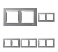 SIMON - Marco Interruptor de Pared, 2 Elementos, Compatible con Mecanismos Simon 10, Apto para Interiores, Fácil de Montar, Compatible con Pulsador, Conmutador y Enchufe Schuko, Color Aluminio