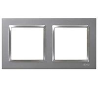 SIMON - Marco Interruptor de Pared, 2 Elementos, Compatible con Mecanismos Simon 10, Apto para Interiores, Fácil de Montar, Compatible con Pulsador, Conmutador y Enchufe Schuko, Color Aluminio