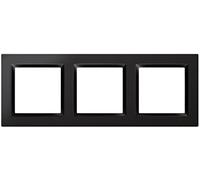 SIMON - Marco Interruptor de Pared, 3 Elementos, Compatible con Mecanismos Simon 10, Apto para Interiores, Fácil de Montar, Compatible con Pulsador, Conmutador y Enchufe Schuko, Color Negro