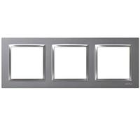 SIMON - Marco Interruptor de Pared, 3 Elementos, Compatible con Mecanismos Simon 10, Apto para Interiores, Fácil de Montar, Compatible con Pulsador, Conmutador y Enchufe Schuko, Color Aluminio