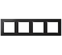 SIMON - Marco Interruptor de Pared, 4 Elementos, Compatible con Mecanismos Simon 10, Apto para Interiores, Fácil de Montar, Compatible con Pulsador, Conmutador y Enchufe Schuko, Color Negro