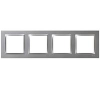 SIMON - Marco Interruptor de Pared, 4 Elementos, Compatible con Mecanismos Simon 10, Apto para Interiores, Fácil de Montar, Compatible con Pulsador, Conmutador y Enchufe Schuko, Color Aluminio