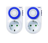 SIMON - Pack 2 Mini Programador Analógico Diario, Enchufe Temporizador Programable, Compacto y Analógico, Intensidad 16A, 230V/50Hz, Color Blanco (2 Unidades)