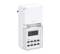 Simon - Programador Digital Semanal Exterior, 10 Programas ON/Off, Funciones Verano y Simulación de Presencia, Pantalla LCD Retroiluminada, IP44, Color Blanco