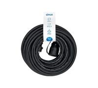 Simon - Prolongador Profesional H07RN-F, Alargador Enchufe con Tapa IP44, Cable 3G2.5mm² (15m), Prolongador Eléctrico para Exteriores, Alargadera Resistente, Color Negro