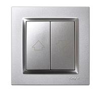 SIMON - Pulsador de Persianas, Interruptor Empotrable Pared, Serie Simon 10, Fácil de Instalar, Apto para Interiores, Incluye Marco, Tapa y Mecanismo, Pulsador Inteligente Color Aluminio