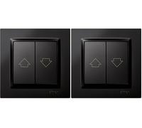 SIMON - Pulsador de Persianas, Interruptor Empotrable Pared, Serie Simon 10, Fácil de Instalar, Apto para Interiores, Incluye Marco, Tapa y Mecanismo, Pulsador Inteligente Color Negro (Paquete de 2)